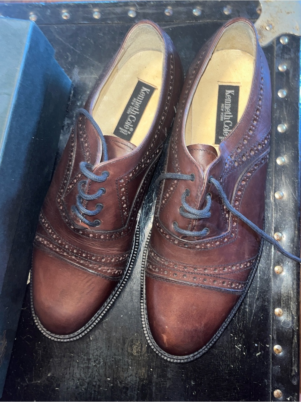 Kenneth Cole Men's Dark Brown Leather Wingtip Oxfords